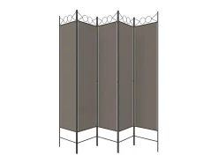 New Biombo divisor de 5 paneles de tela 200x200 cm ES203683 Gris antracita