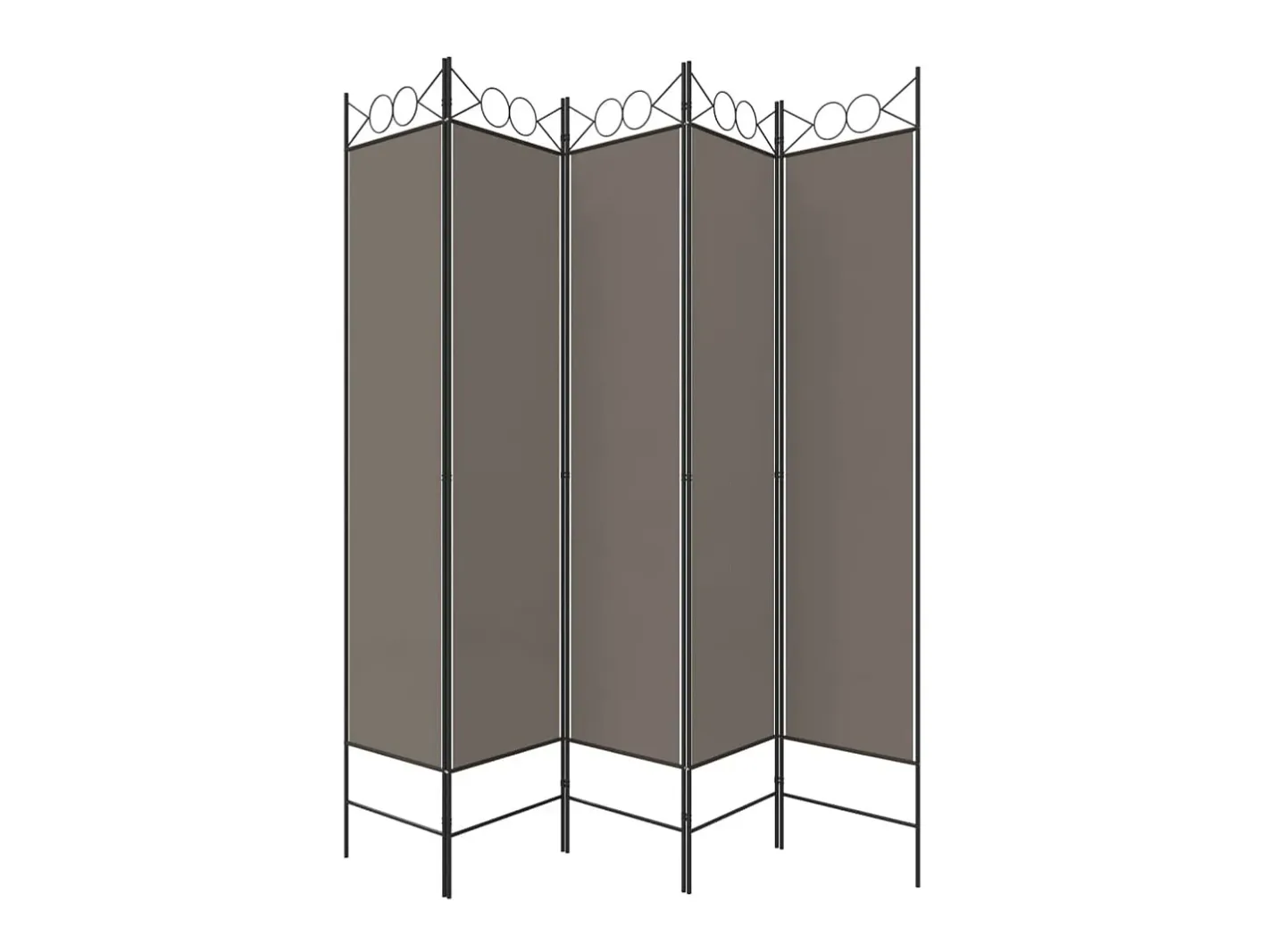 New Biombo divisor de 5 paneles de tela 200x200 cm ES203683 Gris antracita