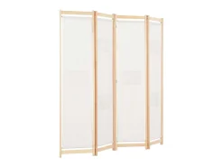 New Biombo divisor de 4 paneles de tela color 160x170x4 cm ES501179 Crema