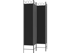 Biombo-Biombo divisor de 4 paneles de tela 160x200 cm ES639537 Negro