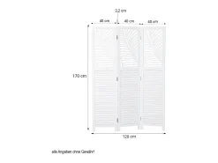 New Biombo divisor de ambiente 170x120x2.2 cm , paraviento de madera plegable de 3 paneles Blanco