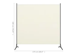 Online Biombo divisor de tela blanco 175x180 cm ES487951 Crema