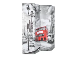 Biombo divisor plegable 160x170 cm bus Londres blanco y negro ES616161 Multicolor Sale