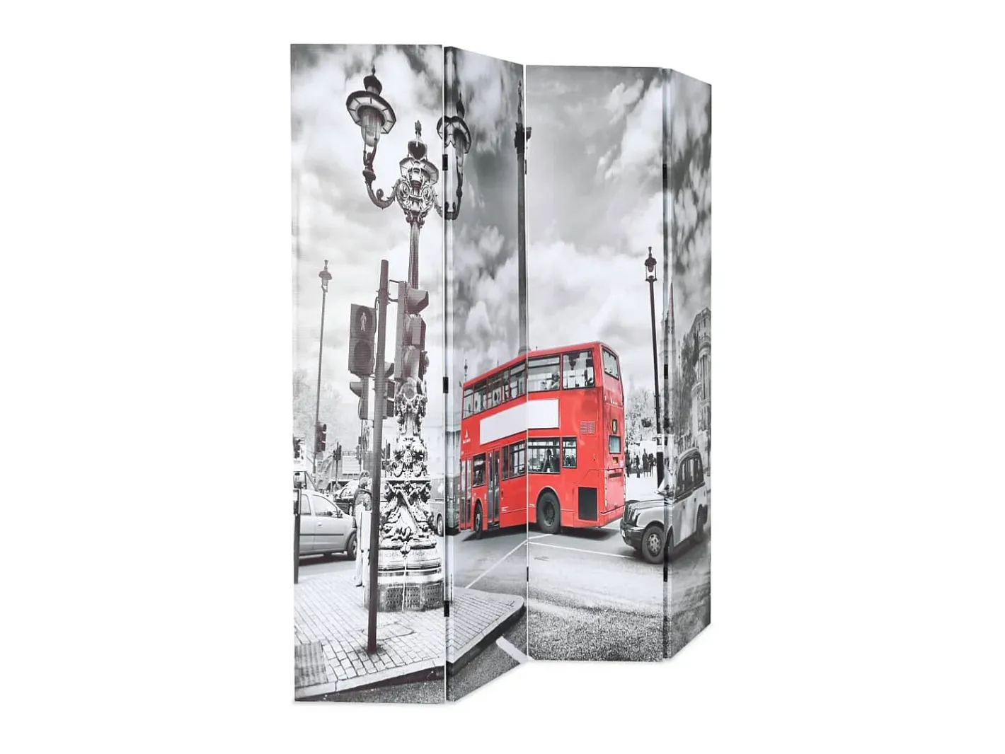 Biombo divisor plegable 160x170 cm bus Londres blanco y negro ES616161 Multicolor Sale
