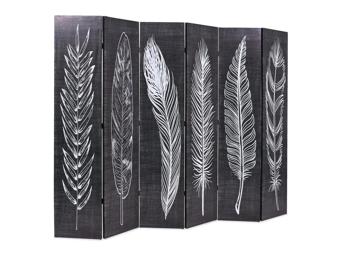 Biombo divisor plegable 228x170 cm plumas blanco y ES483308 Negro Hot