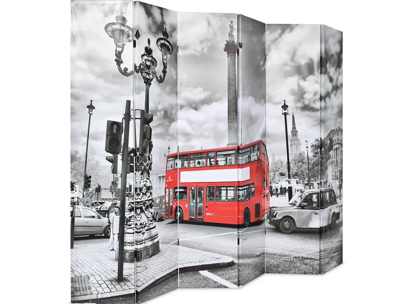 Biombo-Biombo divisor plegable 228x170 cm bus Londres blanco y negro ES730314 Multicolor
