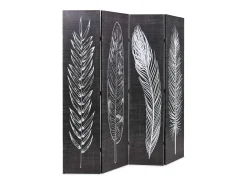 Sale Biombo divisor plegable 160x170 cm plumas blanco y ES597635 Negro