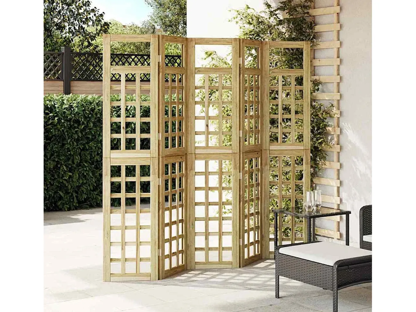 Biombo-Biombo exterior plegable 5 piezas marrón 200 x 180 cm Marru00f3n