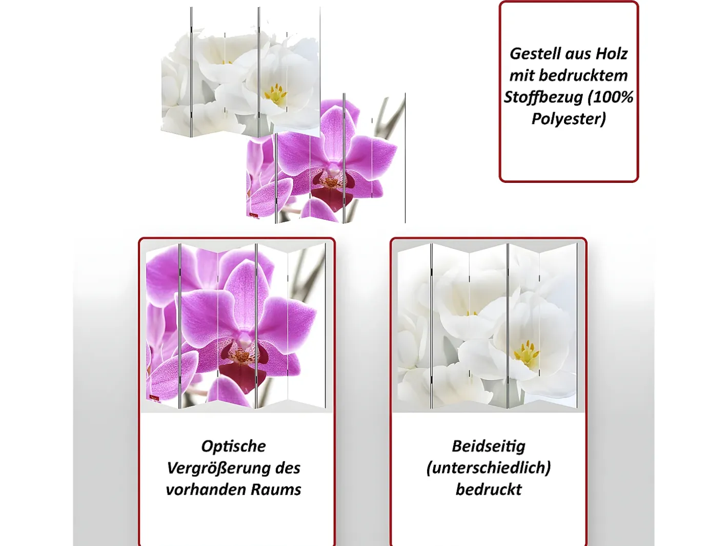 MCW Biombo fotográfico Bagheria, 180 x 200 cm, playa Azul / Beige