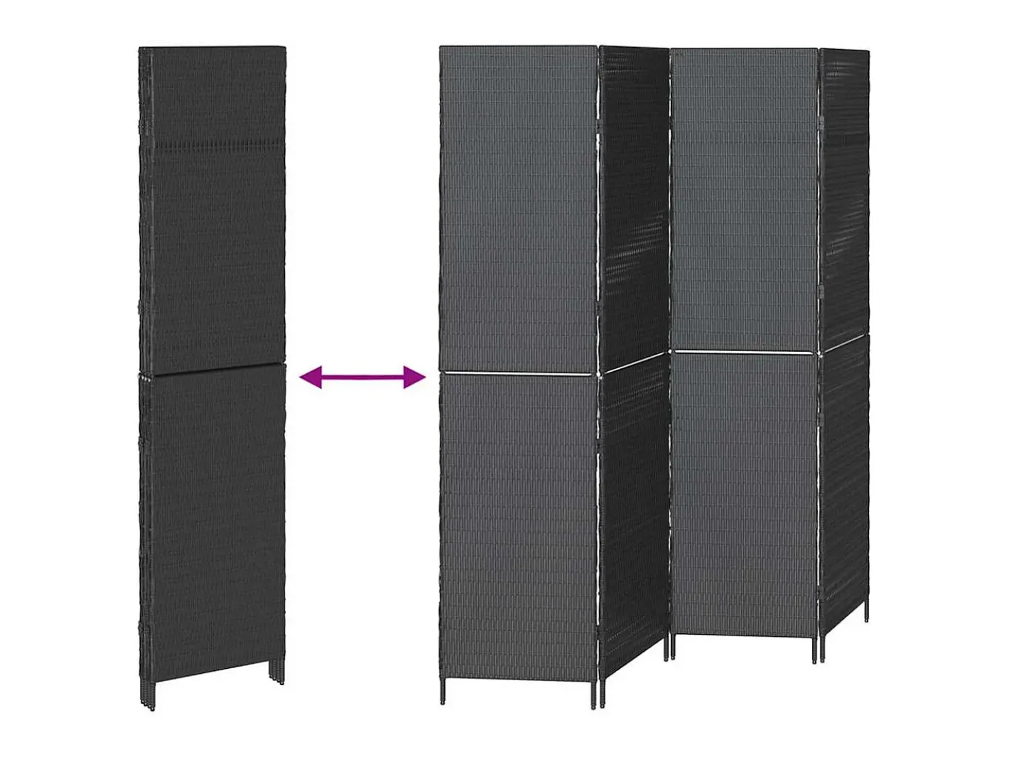 Outlet Biombo 195 x 180 cm poliratán Negro