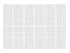 Biombo plegable con 6 paneles estilo japonés 240x170 cm ES386037 Blanco New