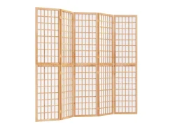 Biombo plegable con 5 paneles estilo japonés 200x170 cm ES979914 Marru00f3n Hot