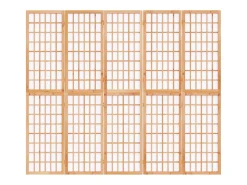 Biombo plegable con 5 paneles estilo japonés 200x170 cm ES979914 Marru00f3n Hot
