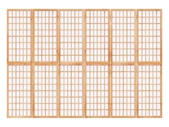 Sale Biombo plegable con 6 paneles estilo japonés 240x170 cm ES807037 Marru00f3n