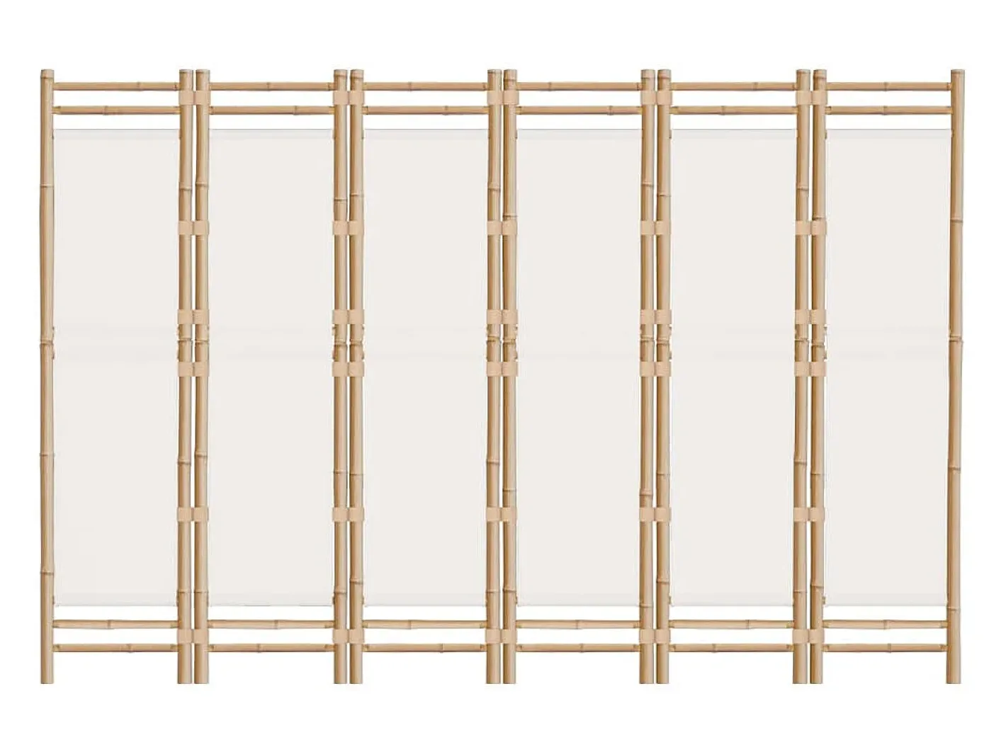 Biombo-Biombo plegable de 6 paneles bambú y lona 240 cm ES532215 Crema