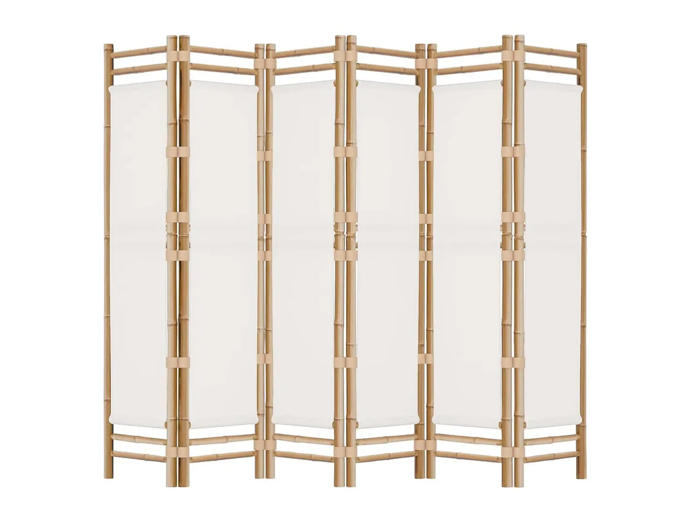 Biombo-Biombo plegable de 6 paneles bambú y lona 240 cm ES532215 Crema