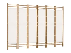 Biombo-Biombo plegable de 6 paneles bambú y lona 240 cm ES532215 Crema