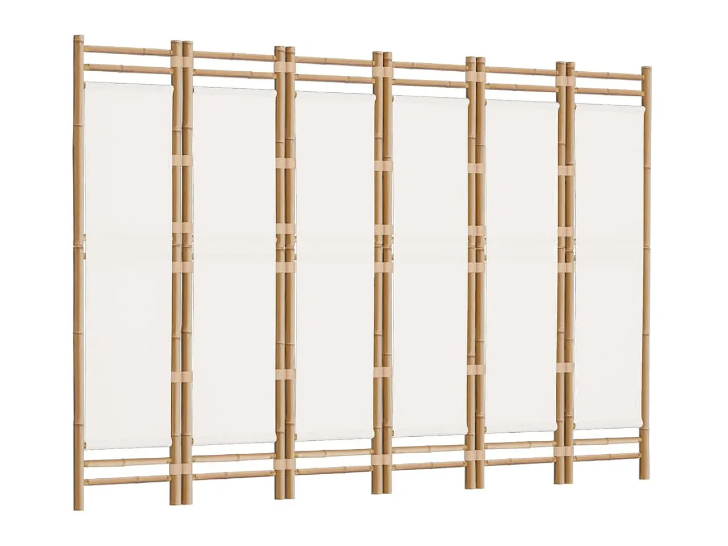 Biombo-Biombo plegable de 6 paneles bambú y lona 240 cm ES532215 Crema