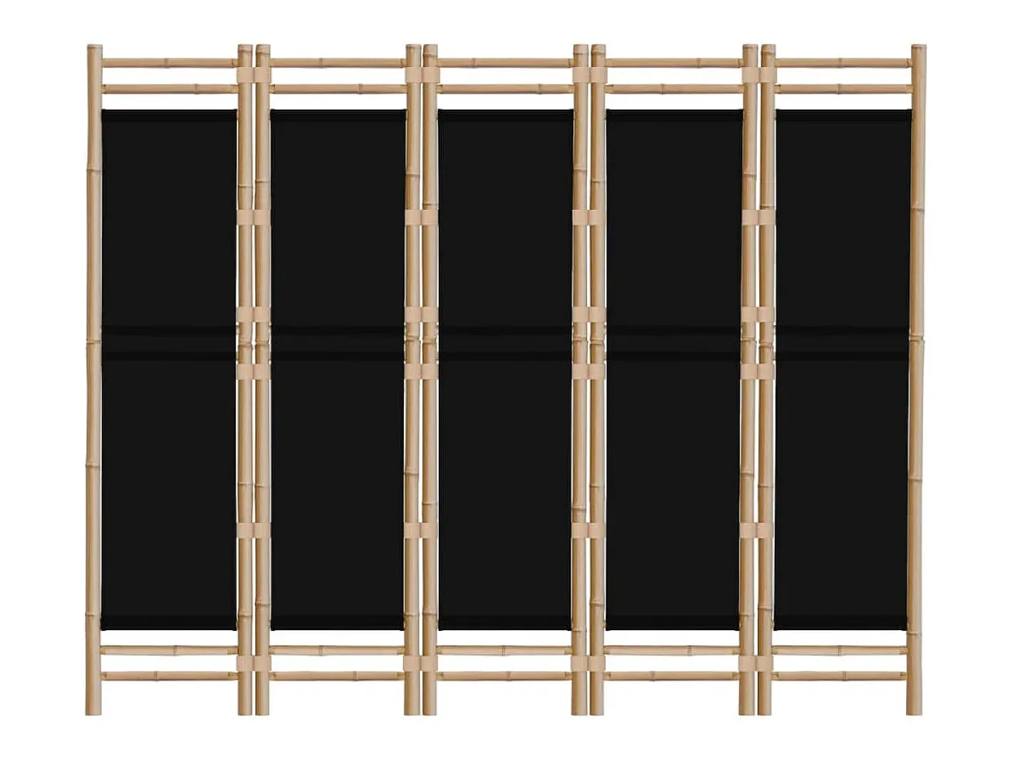 Best Biombo plegable de 5 paneles bambú y lona 200 cm ES743429 Negro