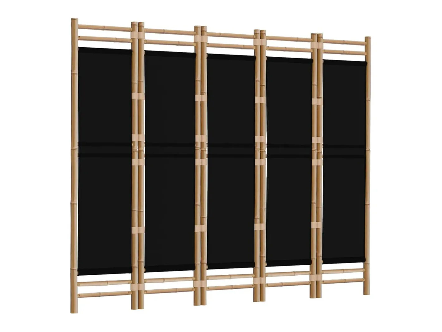 Best Biombo plegable de 5 paneles bambú y lona 200 cm ES743429 Negro
