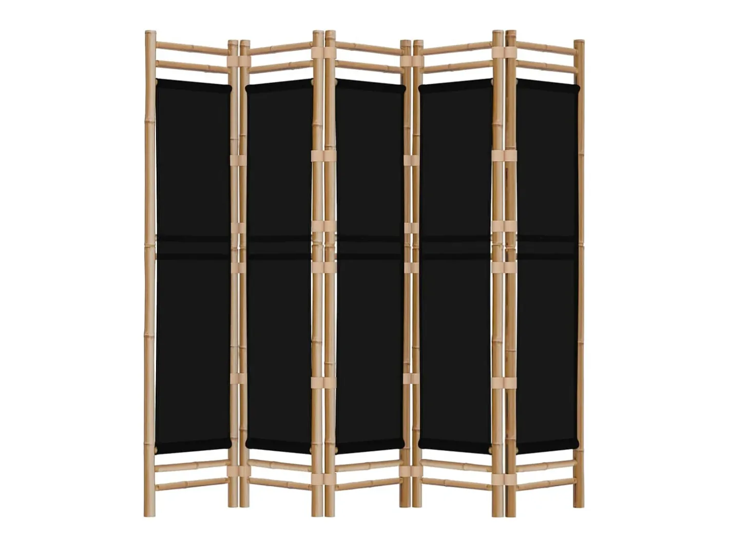 Best Biombo plegable de 5 paneles bambú y lona 200 cm ES743429 Negro