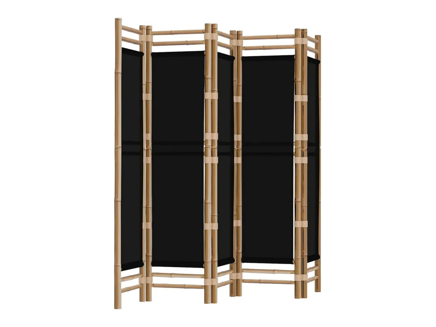 Best Biombo plegable de 5 paneles bambú y lona 200 cm ES743429 Negro