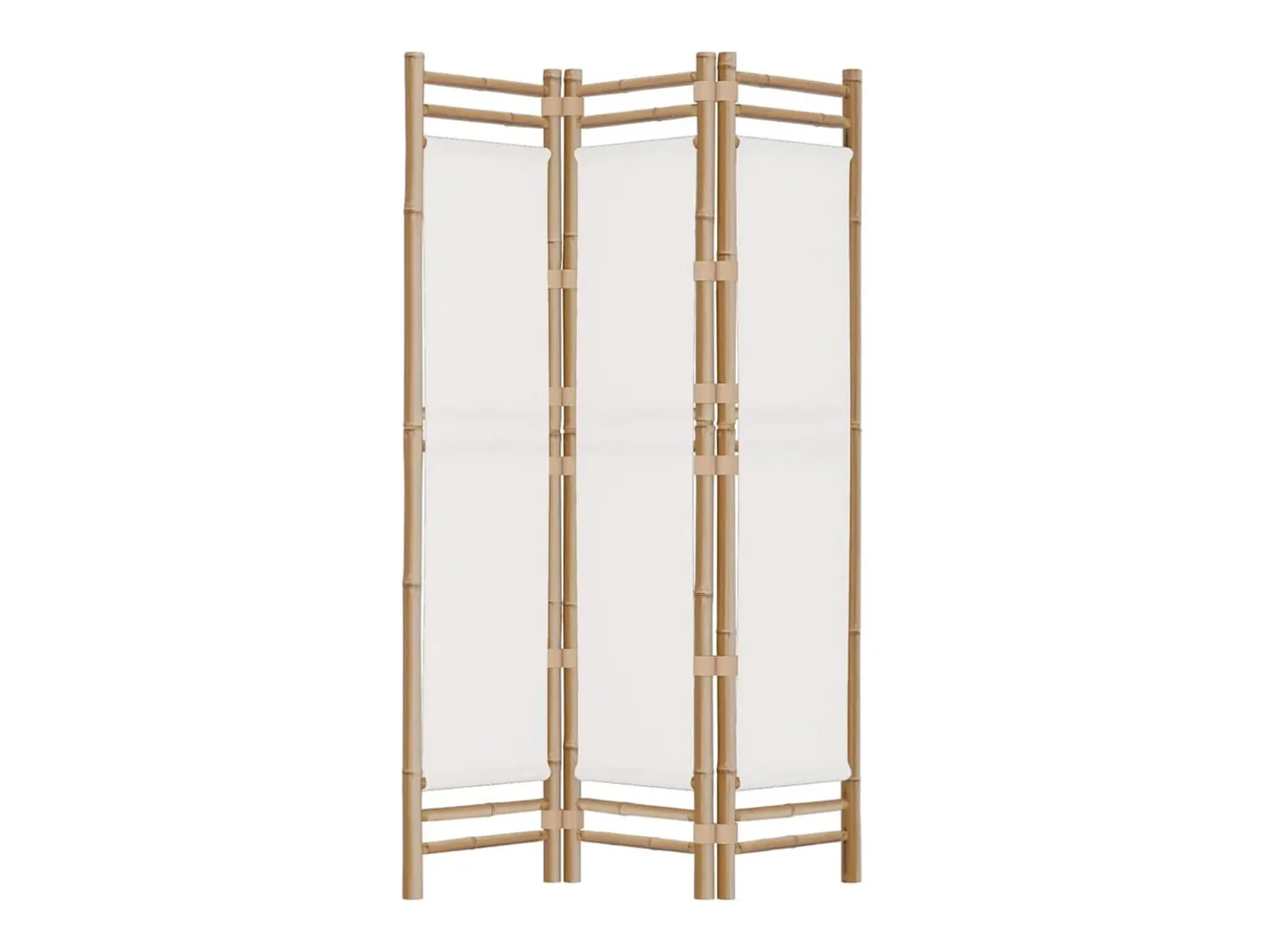 Biombo-Biombo plegable de 3 paneles bambú y lona 120 cm ES613939 Crema