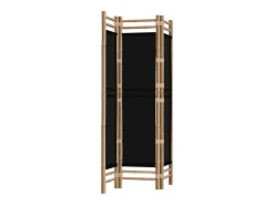 Hot Biombo plegable de 3 paneles bambú y lona 120 cm ES190739 Negro