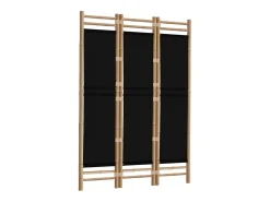 Hot Biombo plegable de 3 paneles bambú y lona 120 cm ES190739 Negro