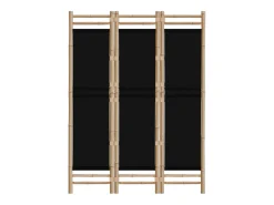 Hot Biombo plegable de 3 paneles bambú y lona 120 cm ES190739 Negro