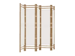 Online Biombo plegable de 5 paneles bambú y lona 200 cm ES196029 Crema