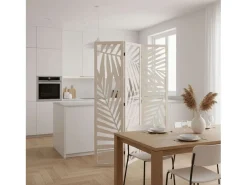 Atmosphera Biombo Separador Ambientes 3 Paneles Madera Akira Dormitorio Salón Blanco Best