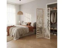 Atmosphera Biombo Separador Ambientes 3 Paneles Madera Akira Dormitorio Salón Blanco Best