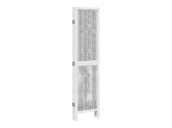 Outlet Biombo separador de 5 paneles madera maciza Paulownia ES902363 Blanco