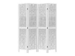 Best Biombo separador de 4 paneles madera maciza Paulownia ES976357 Blanco
