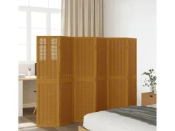 Biombo-Biombo separador de 6 paneles madera maciza paulownia marrón ES625835 Marru00f3n