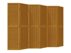 Biombo-Biombo separador de 6 paneles madera maciza paulownia marrón ES625835 Marru00f3n