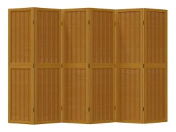 Biombo-Biombo separador de 6 paneles madera maciza paulownia marrón ES625835 Marru00f3n