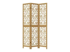 Sale Biombo separador de 3 paneles madera maciza paulownia marrón ES898348 Marru00f3n