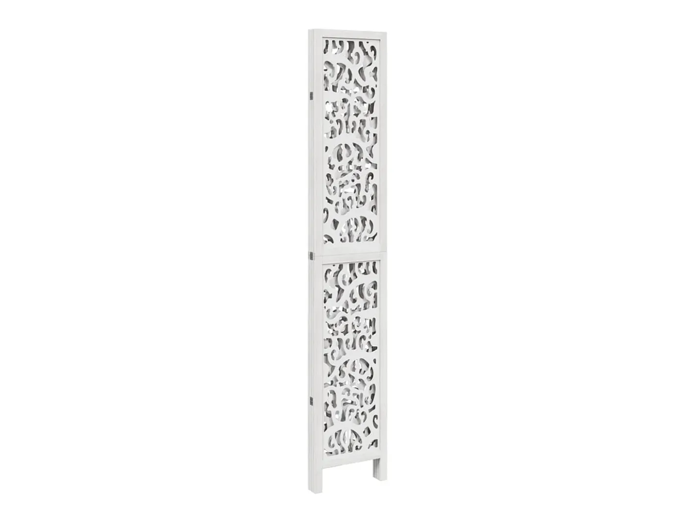 New Biombo separador de 4 paneles madera maciza Paulownia ES644583 Blanco