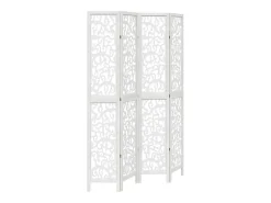 New Biombo separador de 4 paneles madera maciza Paulownia ES644583 Blanco