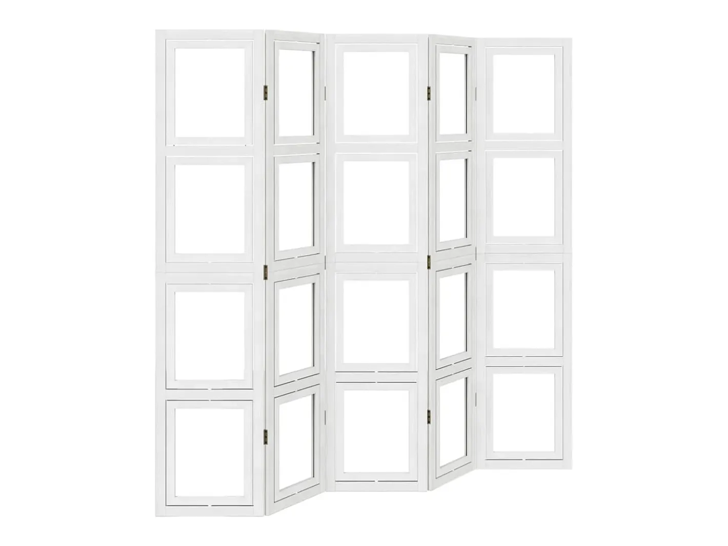 New Biombo separador de 5 paneles madera maciza Paulownia ES180742 Blanco