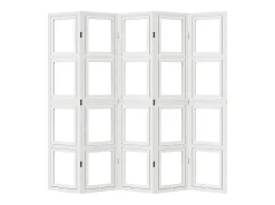 New Biombo separador de 5 paneles madera maciza Paulownia ES180742 Blanco