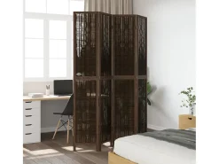 Biombo separador de 4 paneles madera paulownia marrón oscuro ES450380 Marru00f3n Clearance