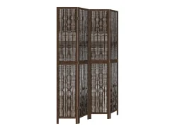 Biombo separador de 4 paneles madera paulownia marrón oscuro ES450380 Marru00f3n Clearance