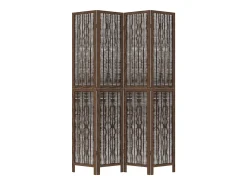 Biombo separador de 4 paneles madera paulownia marrón oscuro ES450380 Marru00f3n Clearance