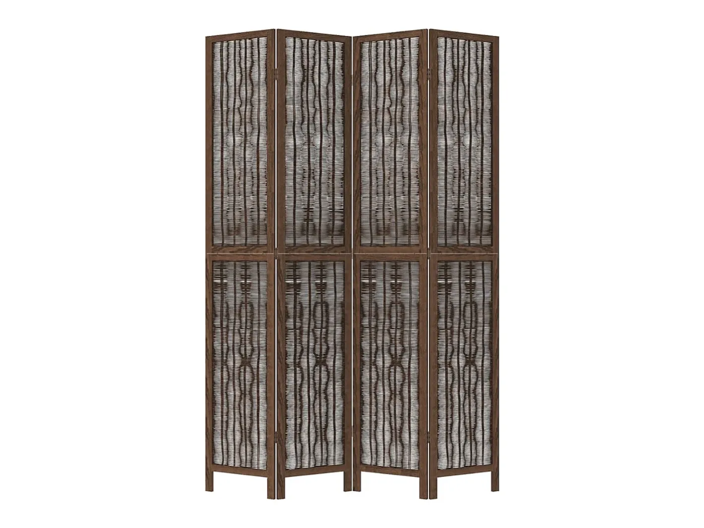 Biombo separador de 4 paneles madera paulownia marrón oscuro ES450380 Marru00f3n Clearance