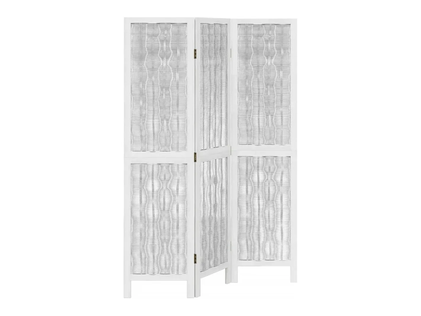 Clearance Biombo separador de 3 paneles madera maciza Paulownia ES254701 Blanco
