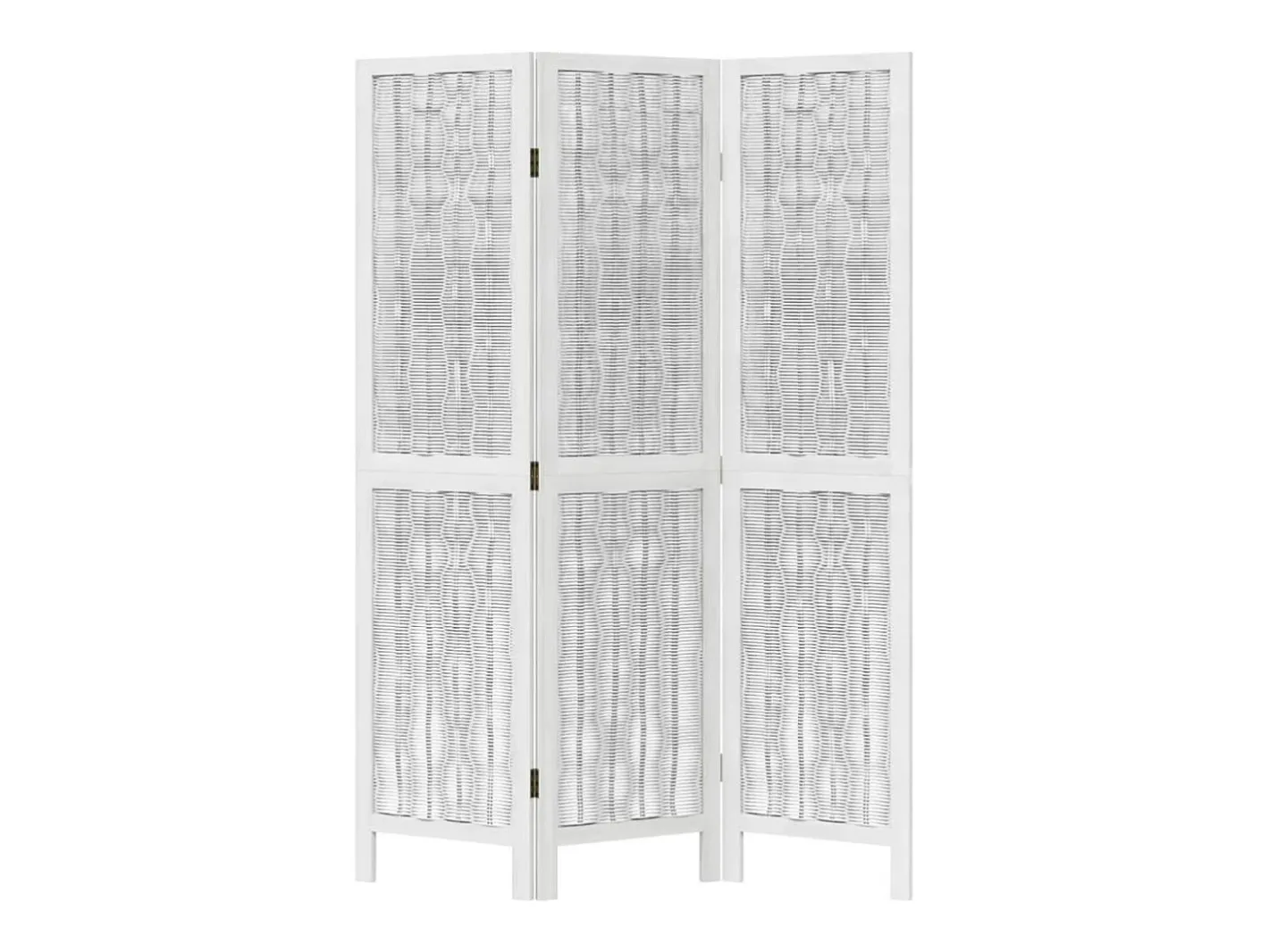 Clearance Biombo separador de 3 paneles madera maciza Paulownia ES254701 Blanco