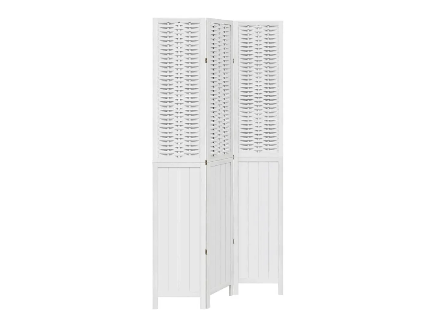 Best Biombo separador de 3 paneles madera maciza Paulownia ES923756 Blanco